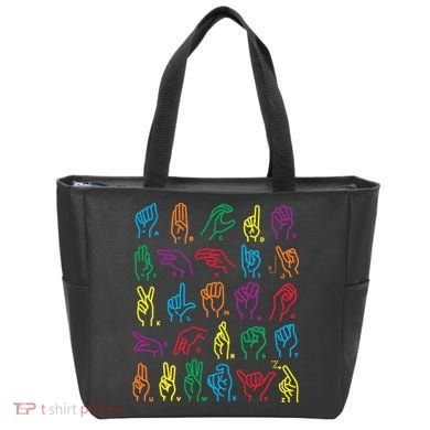 Abc Sign Language Chart Teacher Hand Letter Alphabet Asl Tote Bag