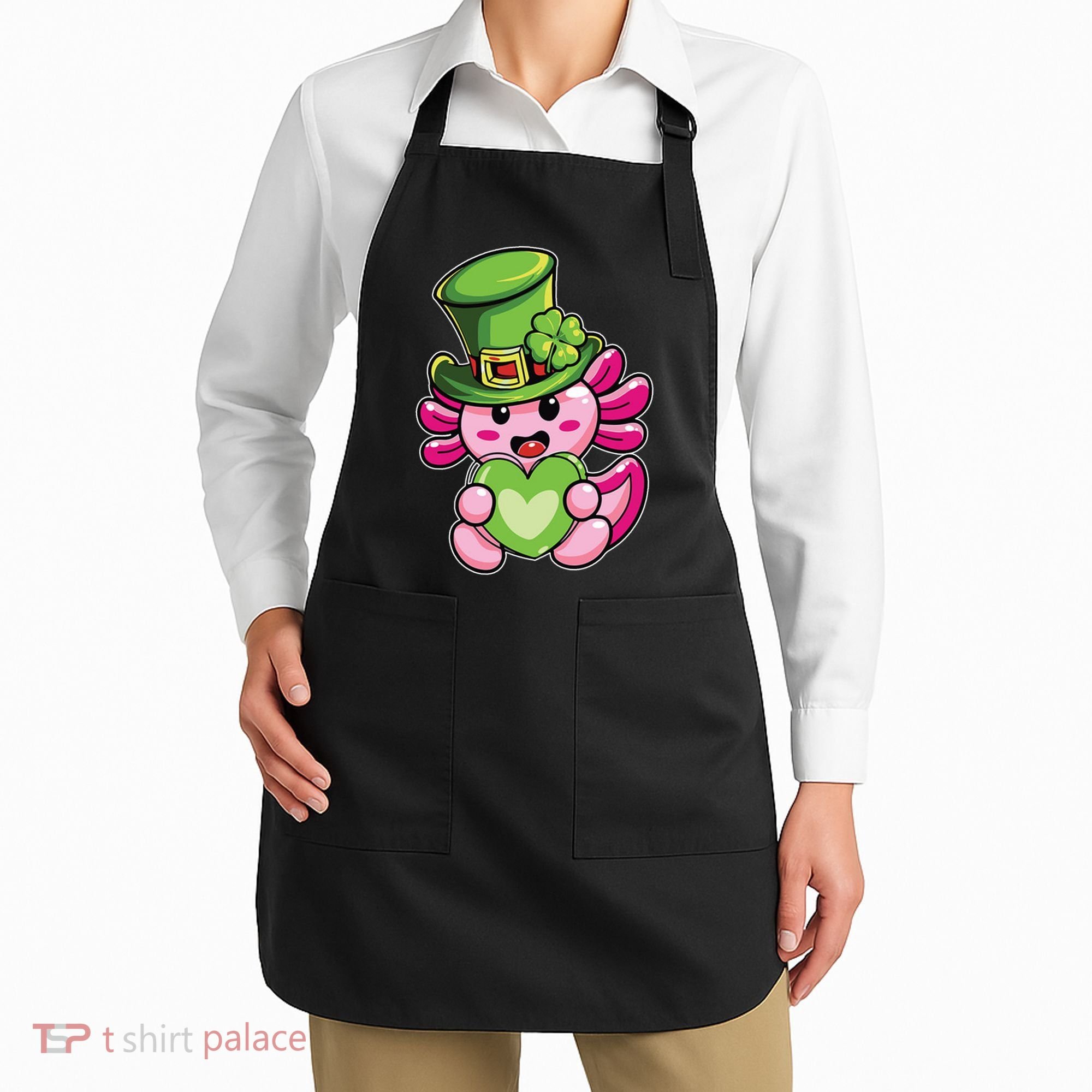 Axolotl Saint Leprechaun St Patrick Day Apron