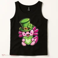 Axolotl Saint Leprechaun St Patrick Day Tank Top thumb 2