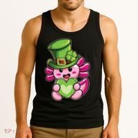 Axolotl Saint Leprechaun St Patrick Day Tank Top thumb 3