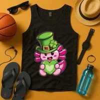 Axolotl Saint Leprechaun St Patrick Day Tank Top thumb 4