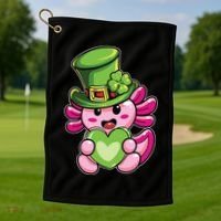 Axolotl Saint Leprechaun St Patrick Day Golf Towel thumb 1