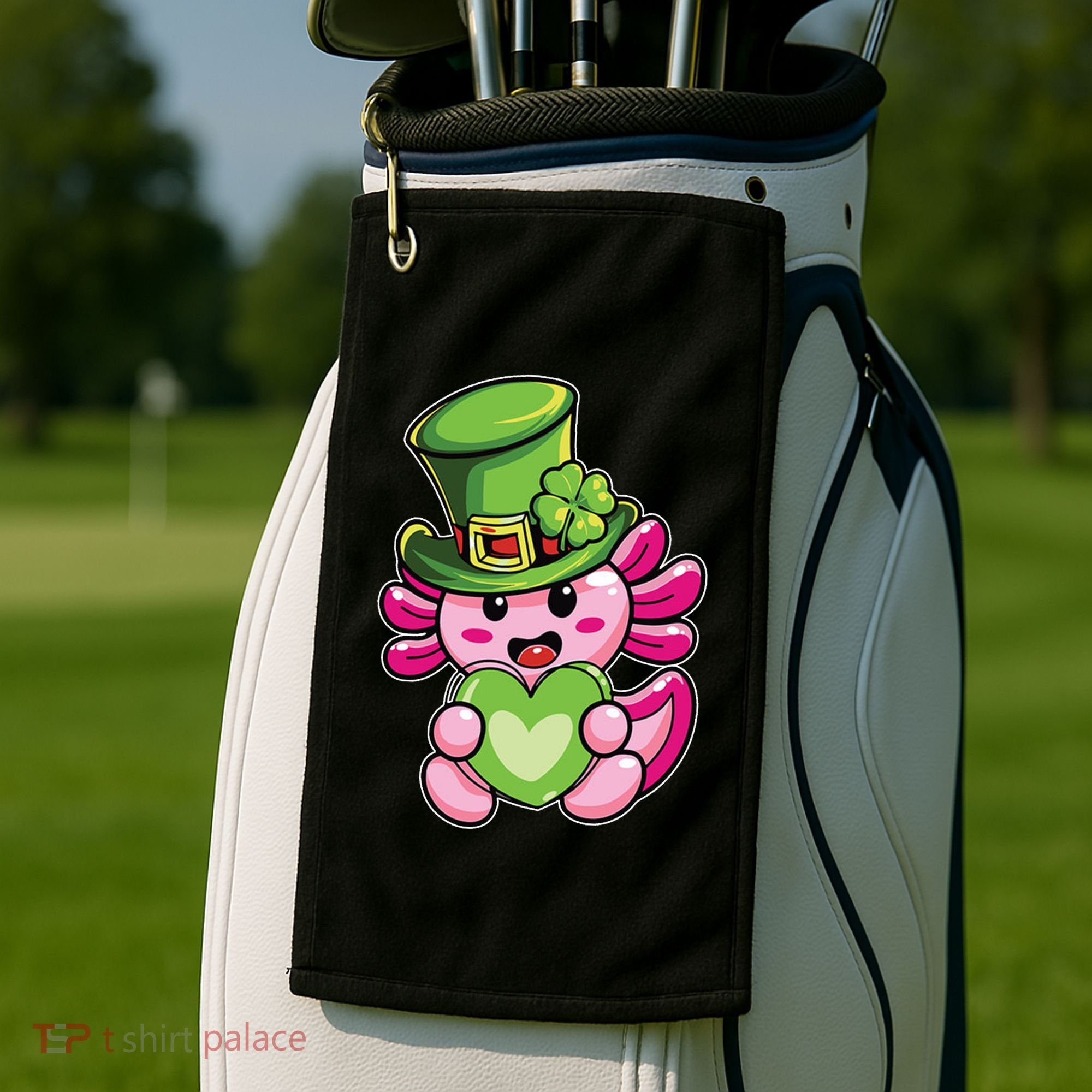 Axolotl Saint Leprechaun St Patrick Day Golf Towel