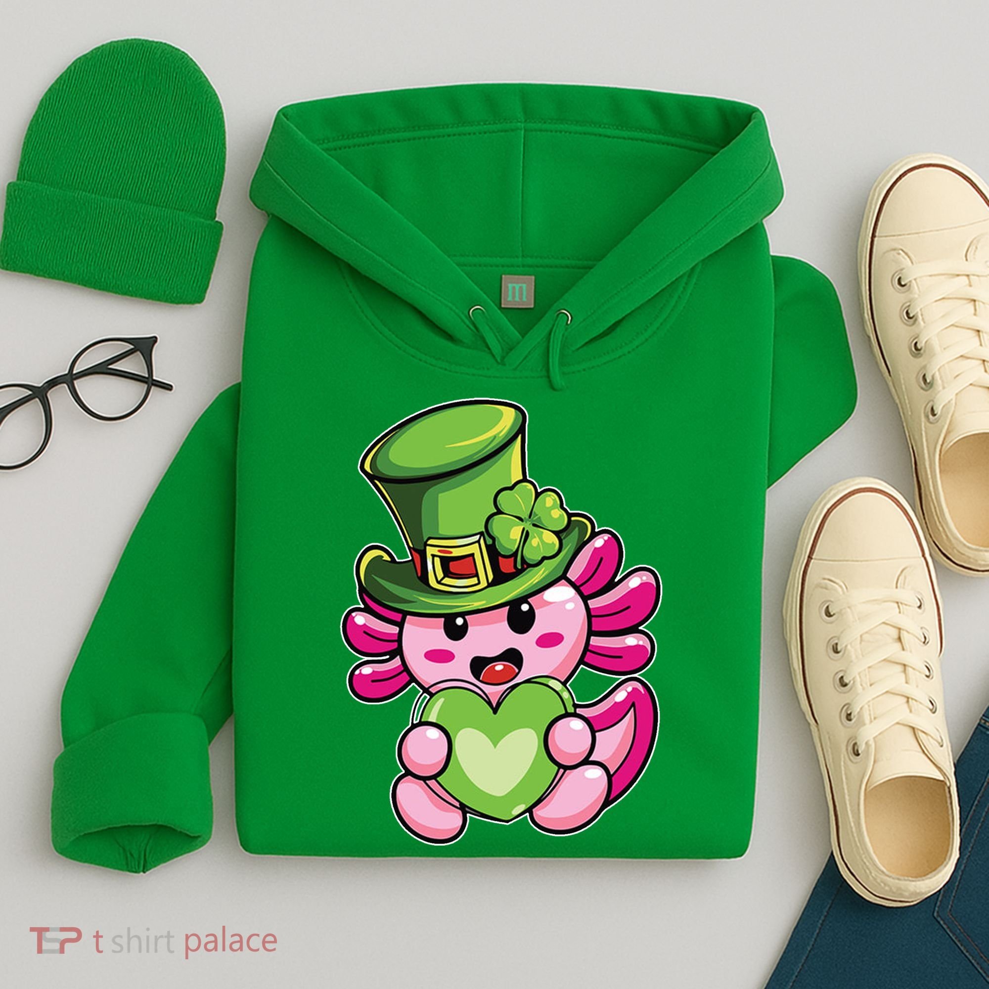 Axolotl Saint Leprechaun St Patrick Day Hoodie