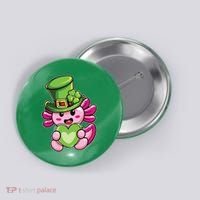 Axolotl Saint Leprechaun St Patrick Day Button thumb 0