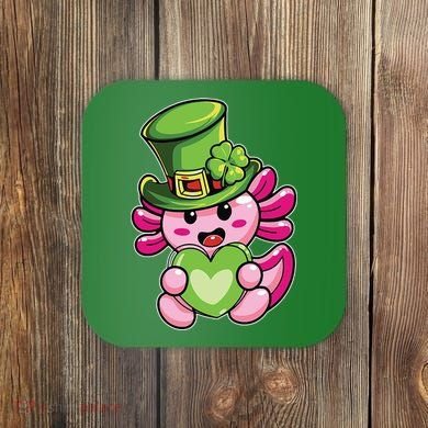 Axolotl Saint Leprechaun St Patrick Day Coaster