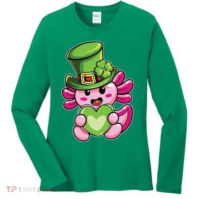Axolotl Saint Leprechaun St Patrick Day Women's Long Sleeve Shirt