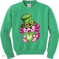 Axolotl Saint Leprechaun St Patrick Day Kids Sweatshirt thumb 0
