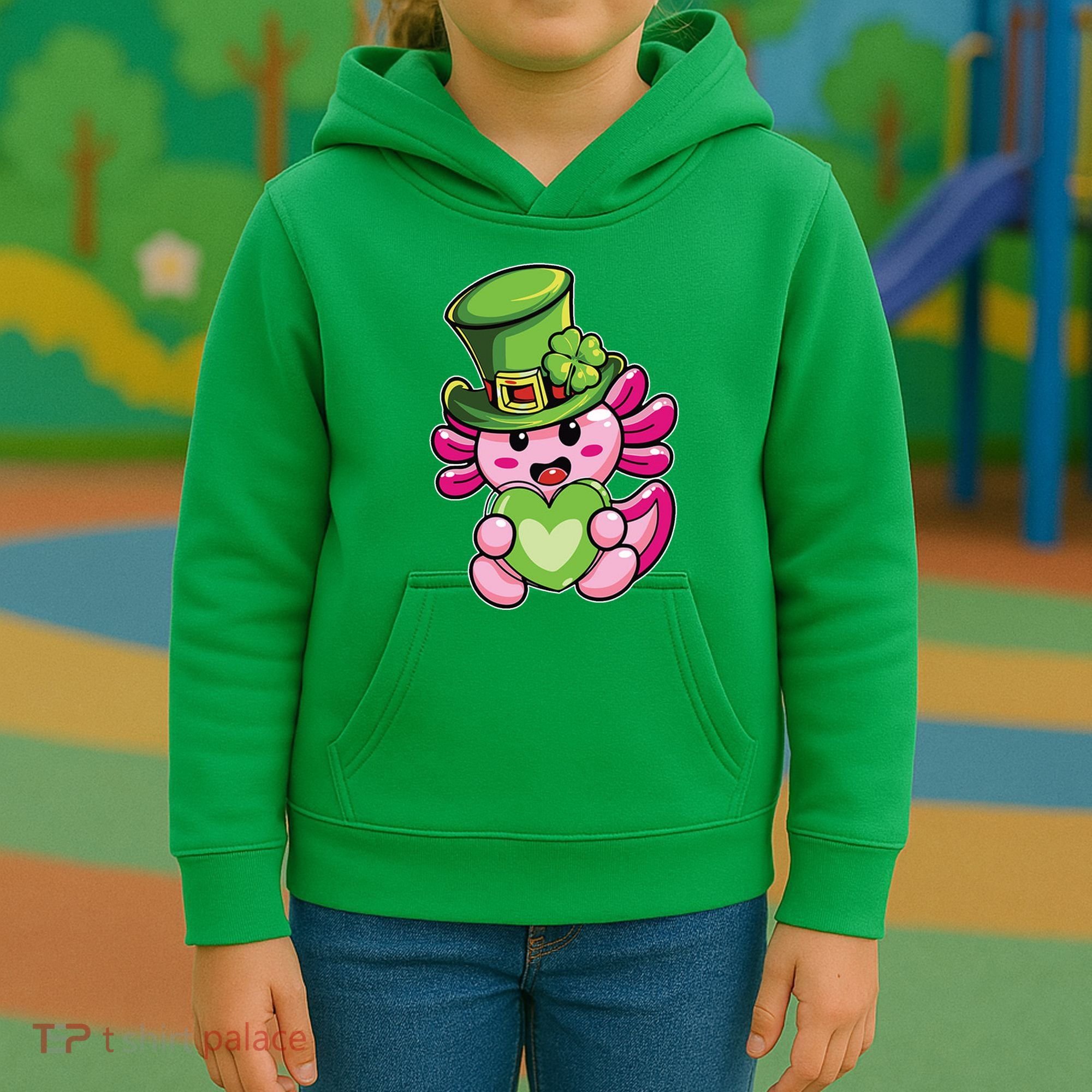 Axolotl Saint Leprechaun St Patrick Day Kids Hoodie