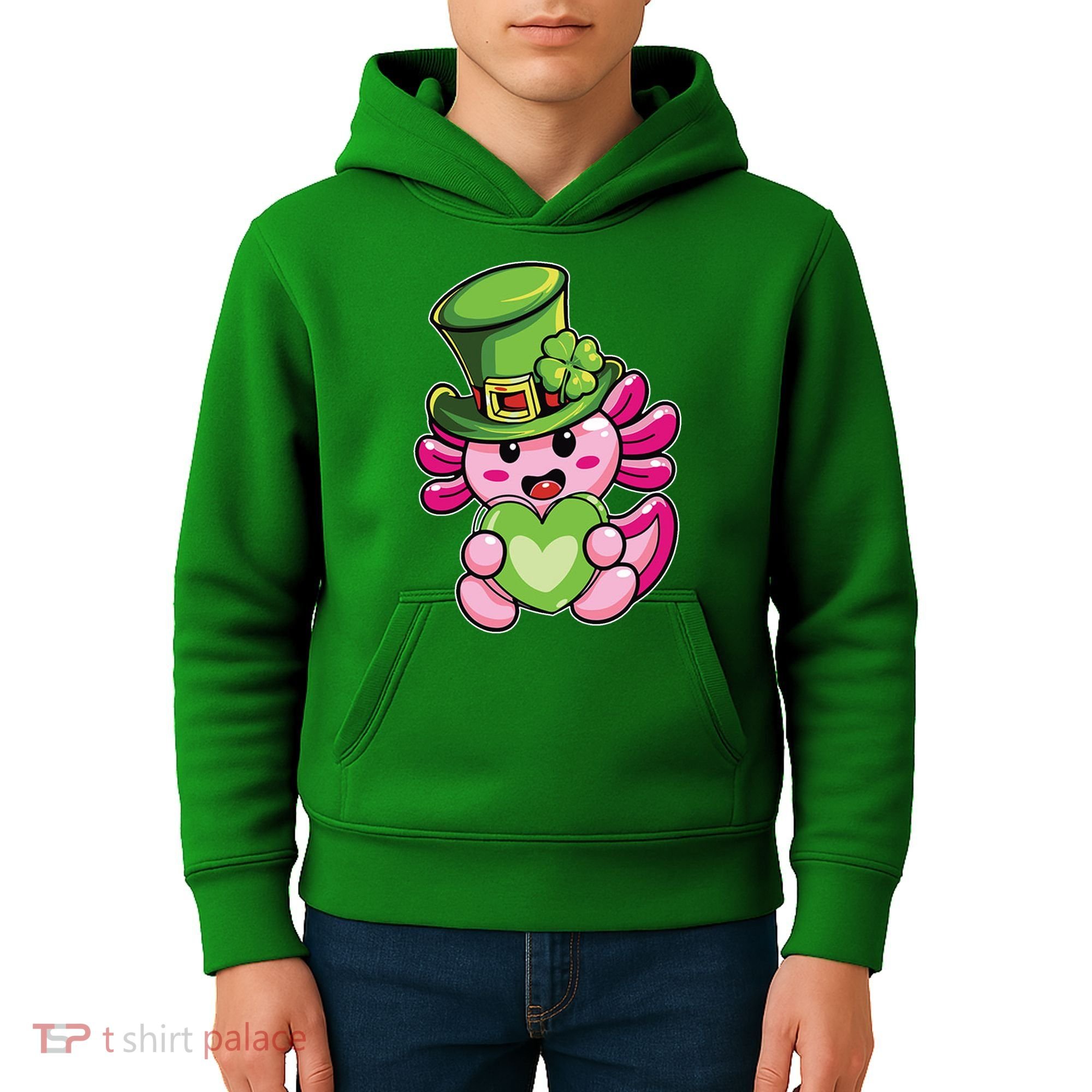 Axolotl Saint Leprechaun St Patrick Day Kids Hoodie