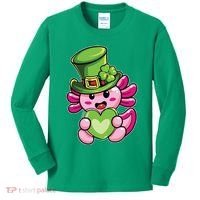 Axolotl Saint Leprechaun St Patrick Day Kids Long Sleeve Shirt thumb 0