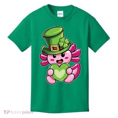 Axolotl Saint Leprechaun St Patrick Day Kids T-Shirt