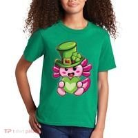 Axolotl Saint Leprechaun St Patrick Day Kids T-Shirt thumb 2