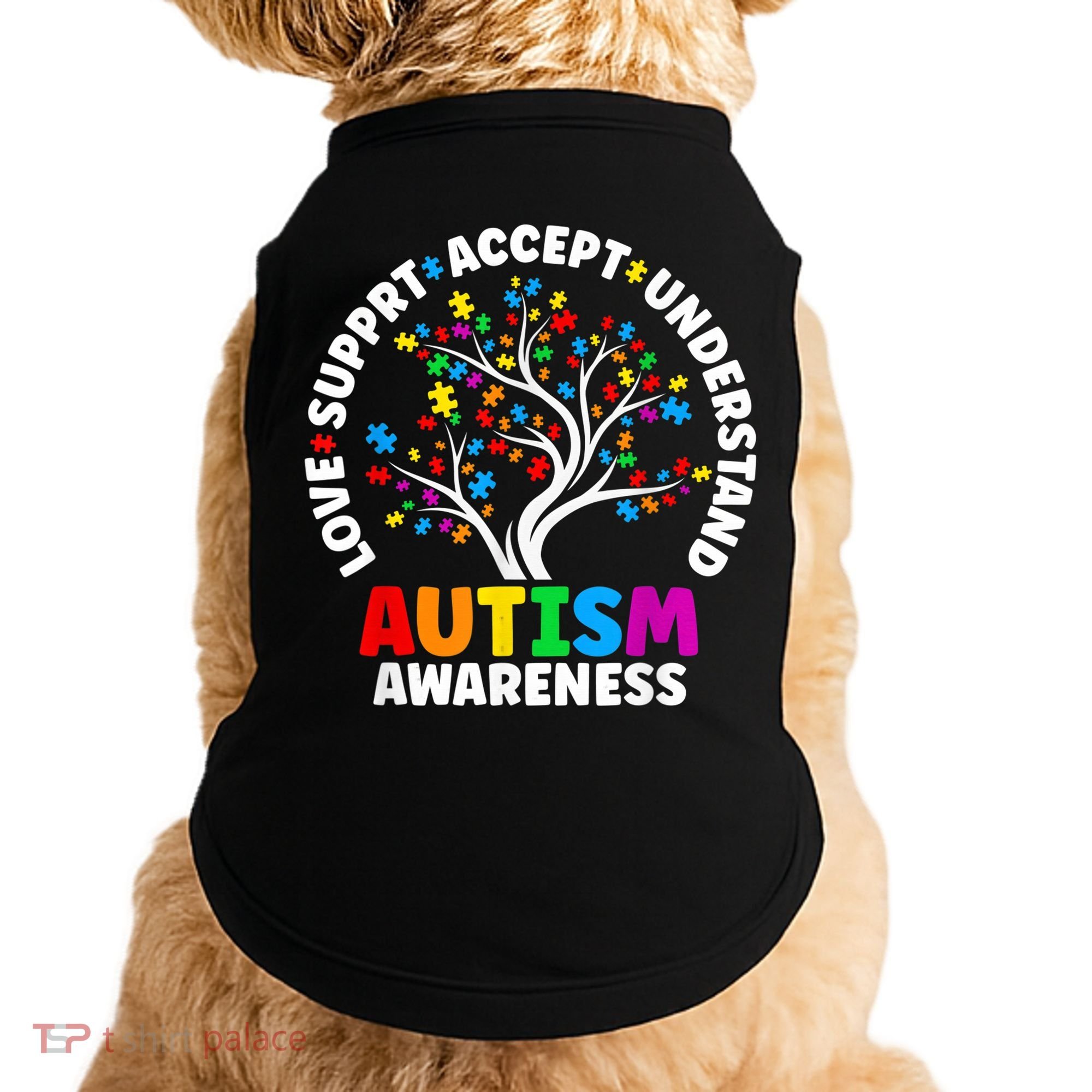 Autism Shirt Love Accept Support Autistic Autism Awareness Doggie Tank