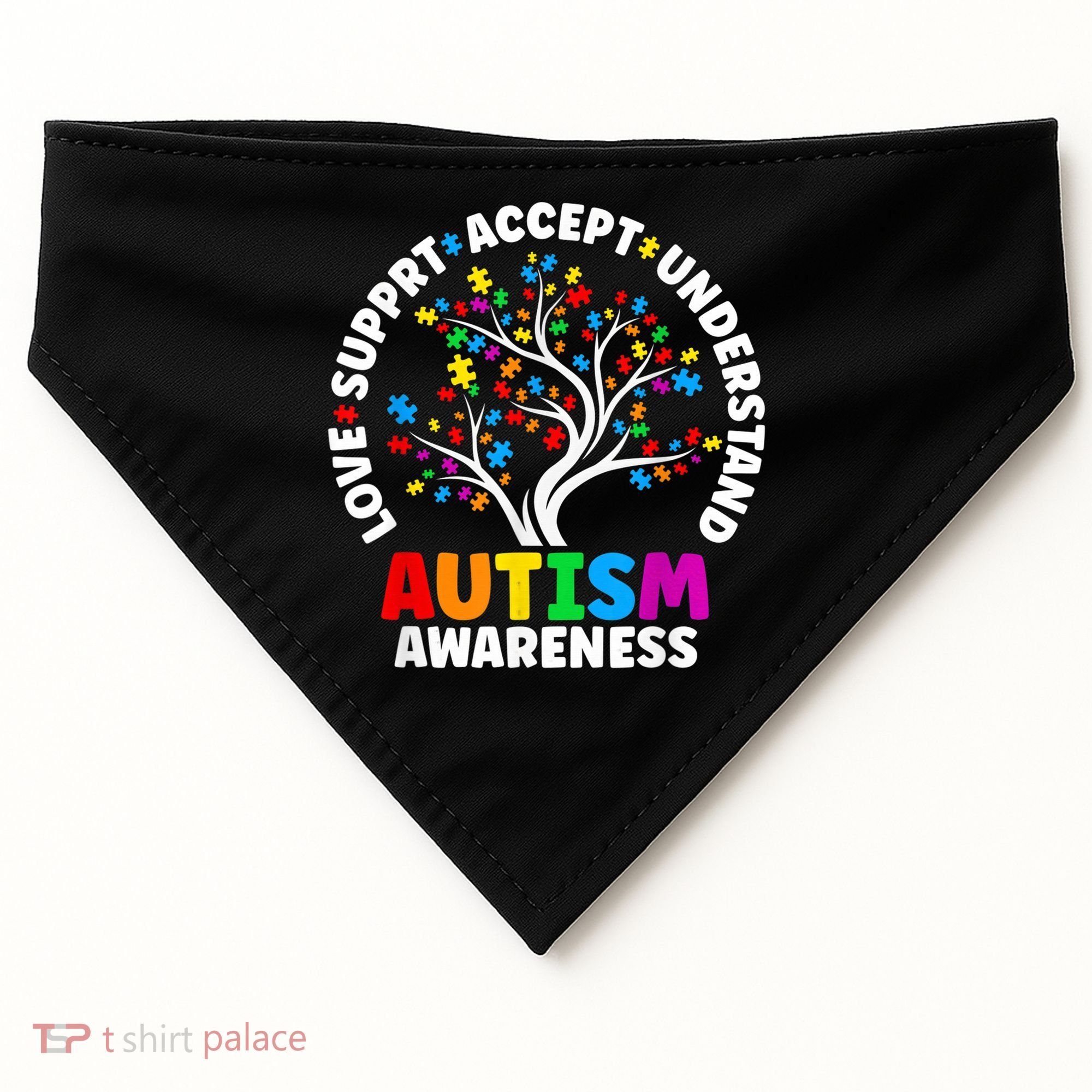 Autism Shirt Love Accept Support Autistic Autism Awareness USA-Made Doggie Bandana