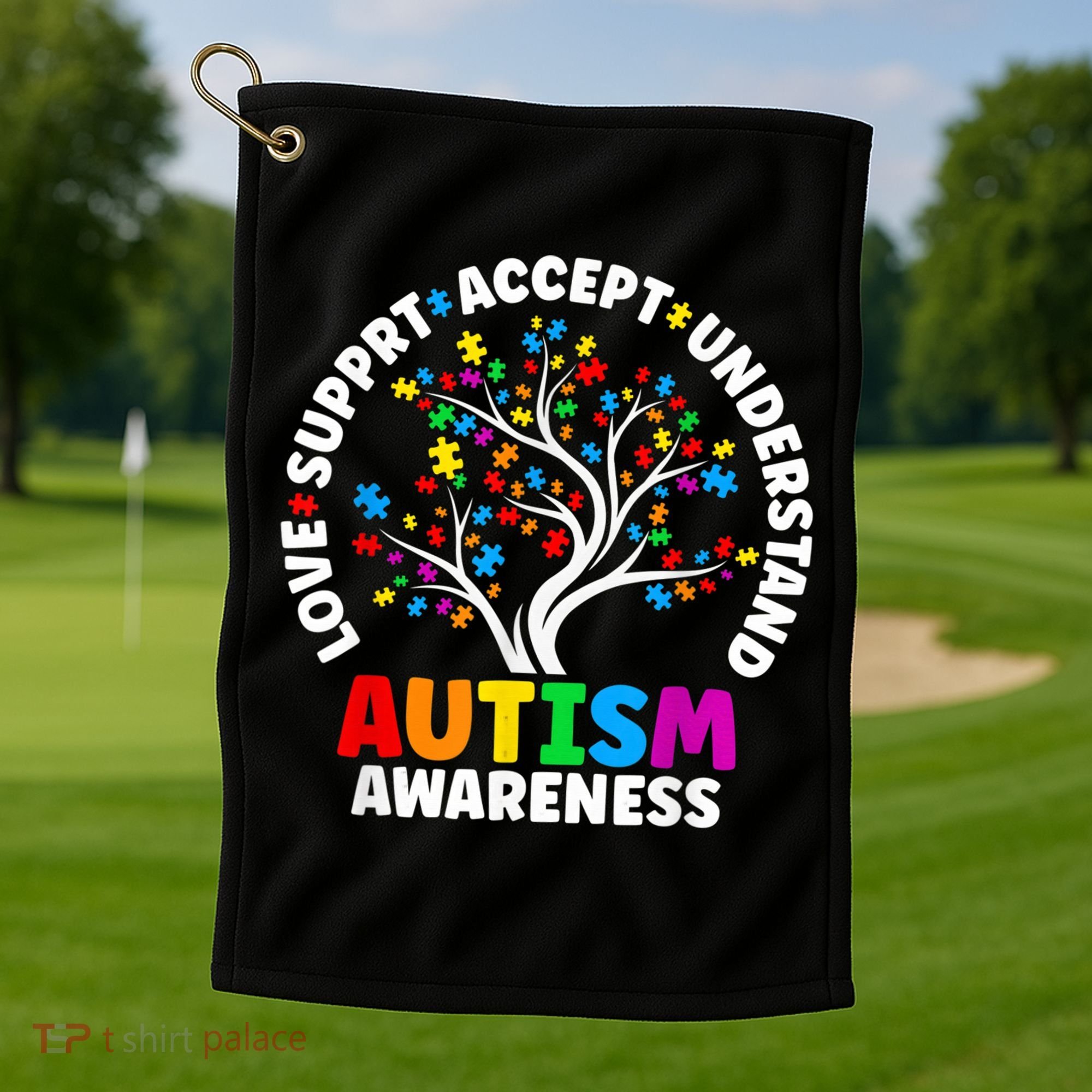 Autism Shirt Love Accept Support Autistic Autism Awareness Golf Towel
