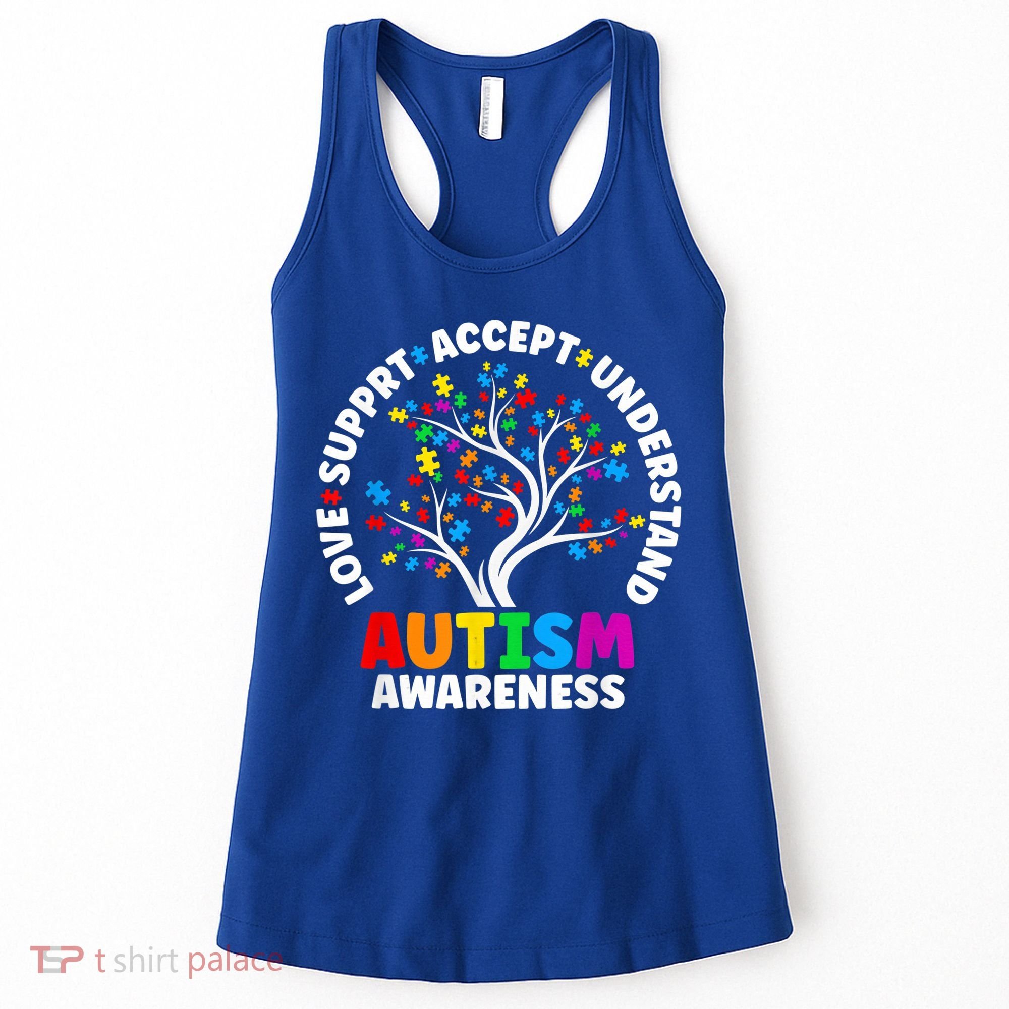 Autism Shirt Love Accept Support Autistic Autism Awareness Women's Tank Top