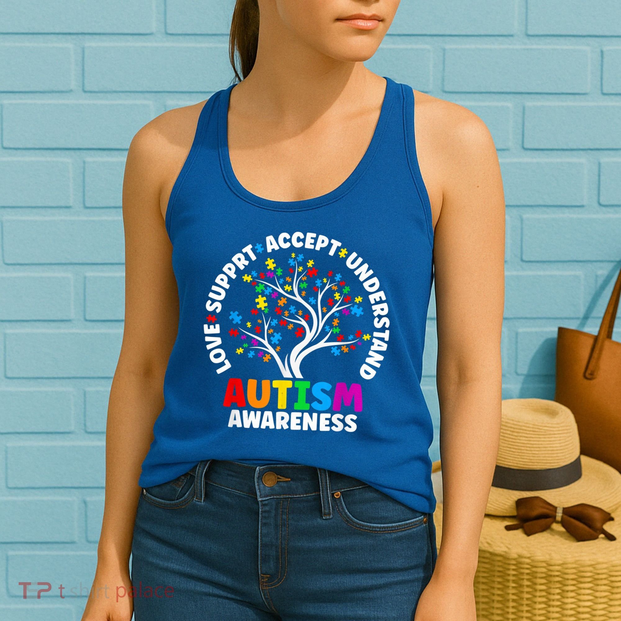 Autism Shirt Love Accept Support Autistic Autism Awareness Women's Tank Top