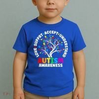 Autism Shirt Love Accept Support Autistic Autism Awareness Toddler T-Shirt thumb 2