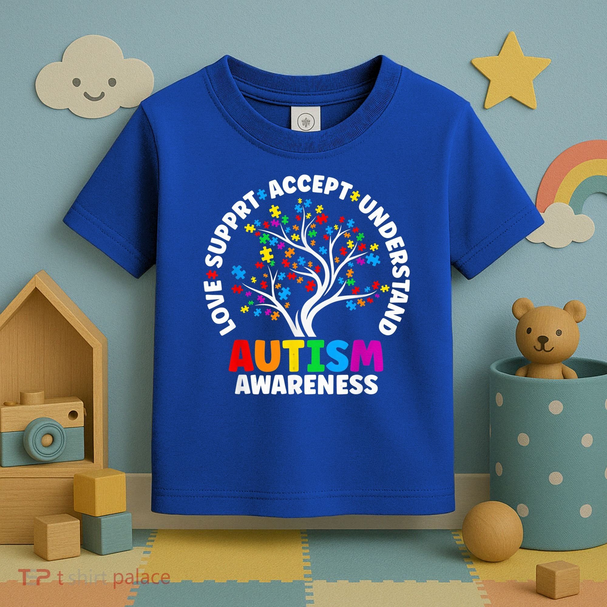 Autism Shirt Love Accept Support Autistic Autism Awareness Toddler T-Shirt