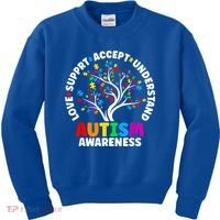 Autism Shirt Love Accept Support Autistic Autism Awareness Kids Sweatshirt thumb 0