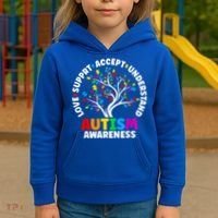 Autism Shirt Love Accept Support Autistic Autism Awareness Kids Hoodie thumb 3