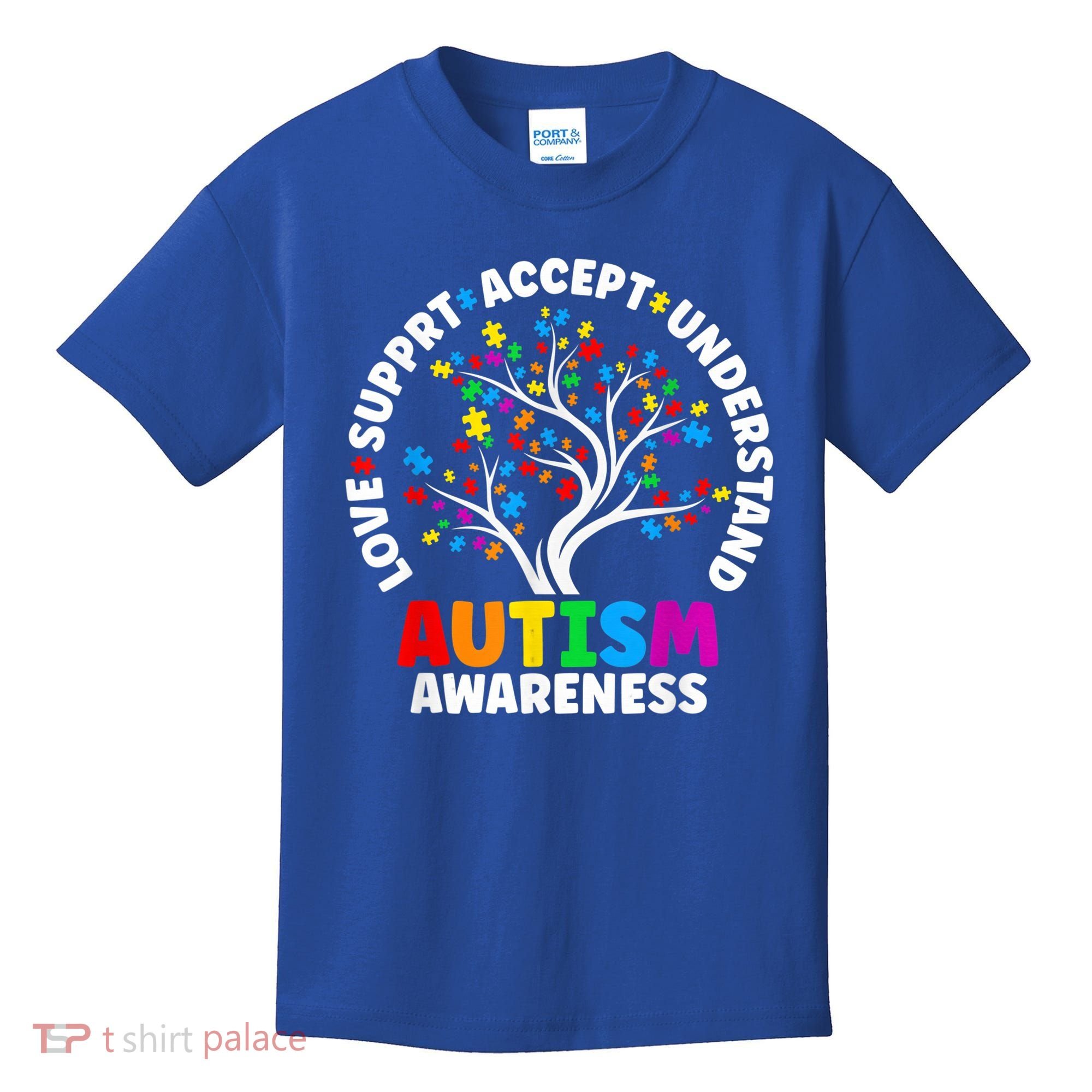 Autism Shirt Love Accept Support Autistic Autism Awareness Kids T-Shirt