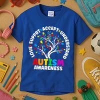 Autism Shirt Love Accept Support Autistic Autism Awareness Kids T-Shirt thumb 3