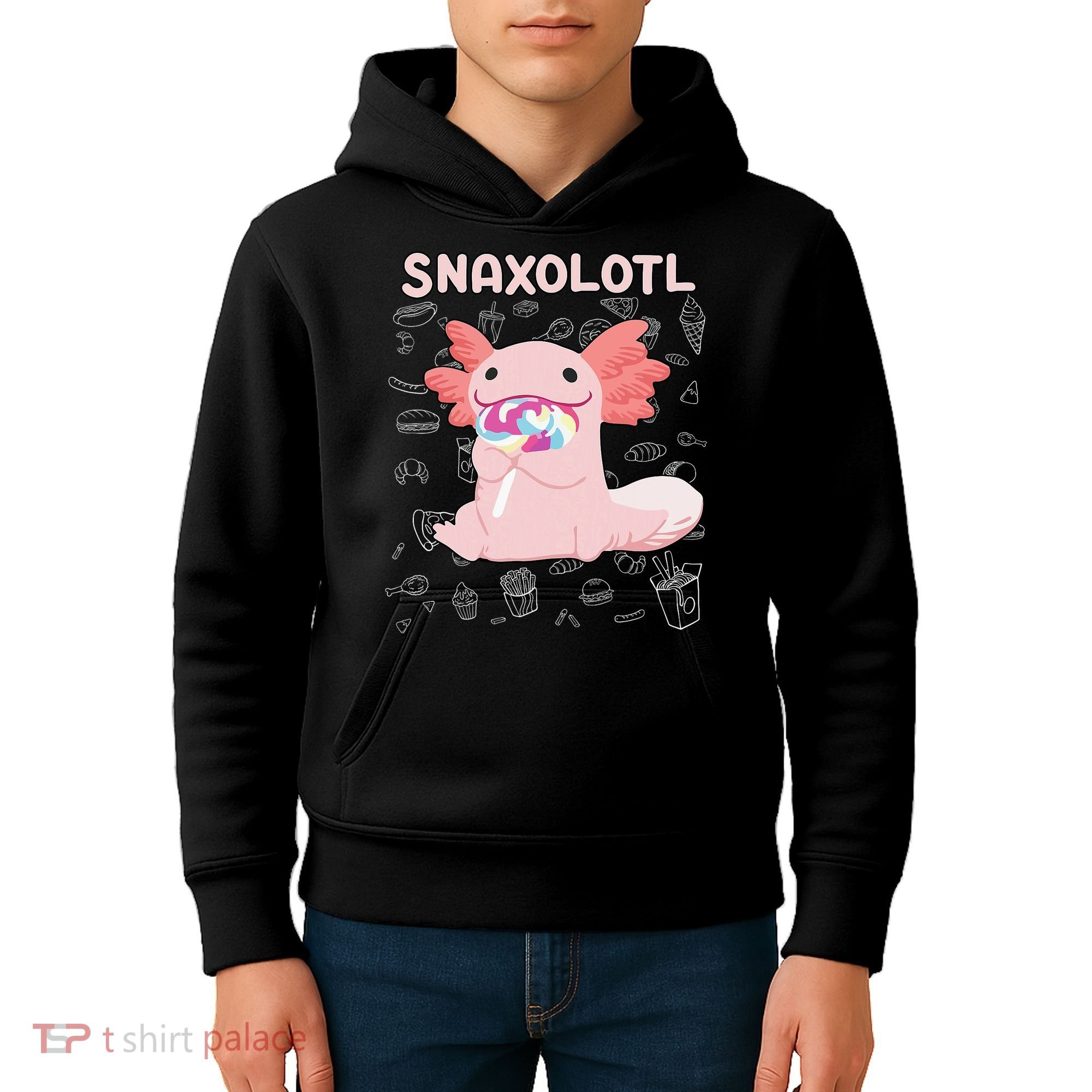 Axolotl Sweets Lollipop Snaxolotl Kawaii Axolotl Kids Hoodie