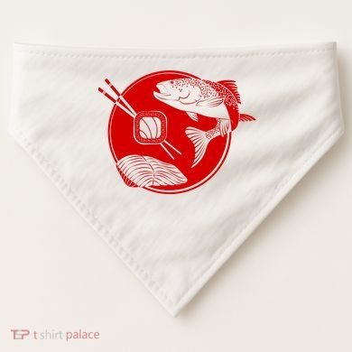 Anime Sushi Logo Salmon Sashimi Sushi USA-Made Doggie Bandana