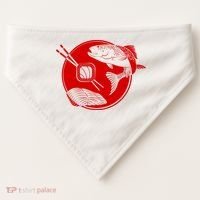 Anime Sushi Logo Salmon Sashimi Sushi USA-Made Doggie Bandana thumb 0