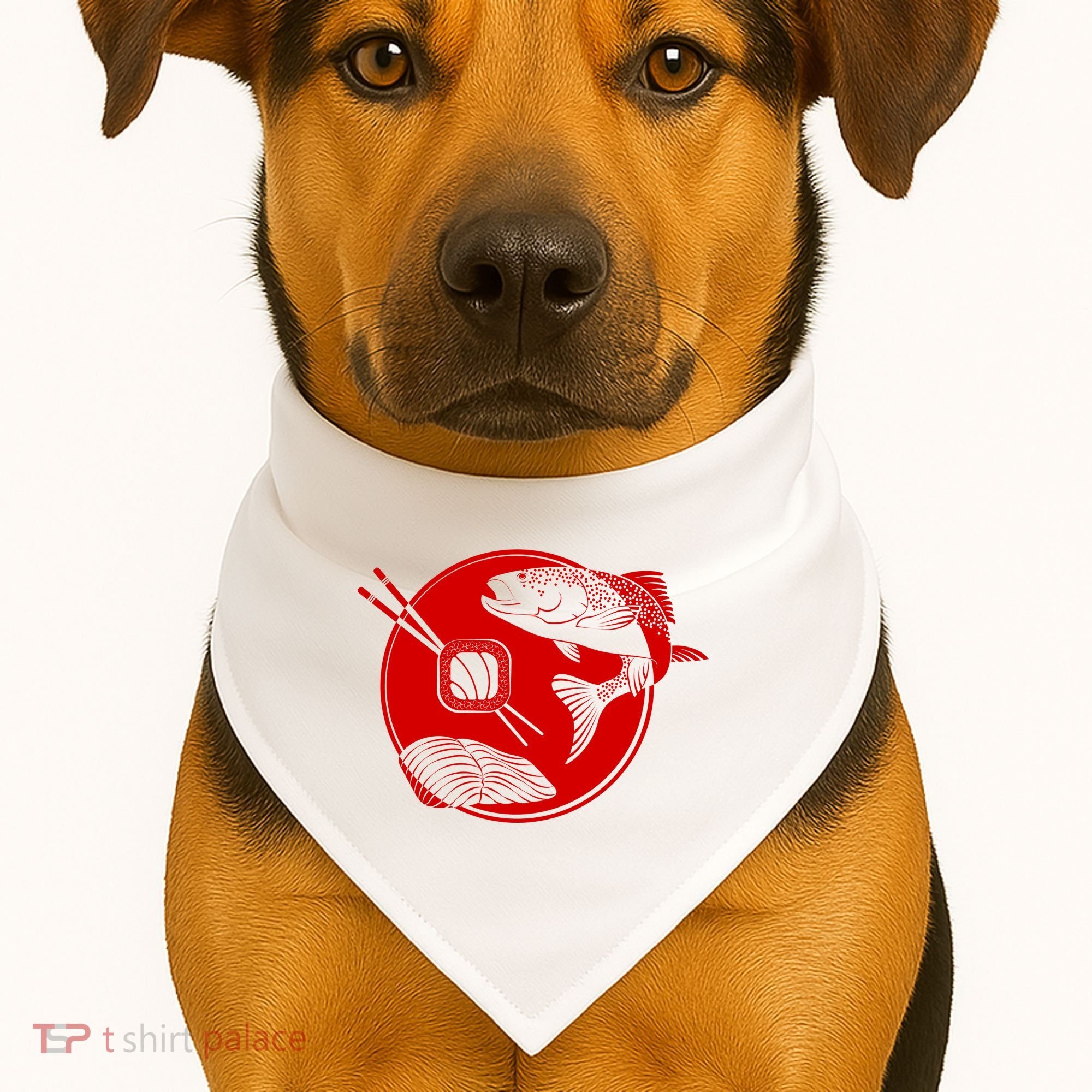 Anime Sushi Logo Salmon Sashimi Sushi USA-Made Doggie Bandana