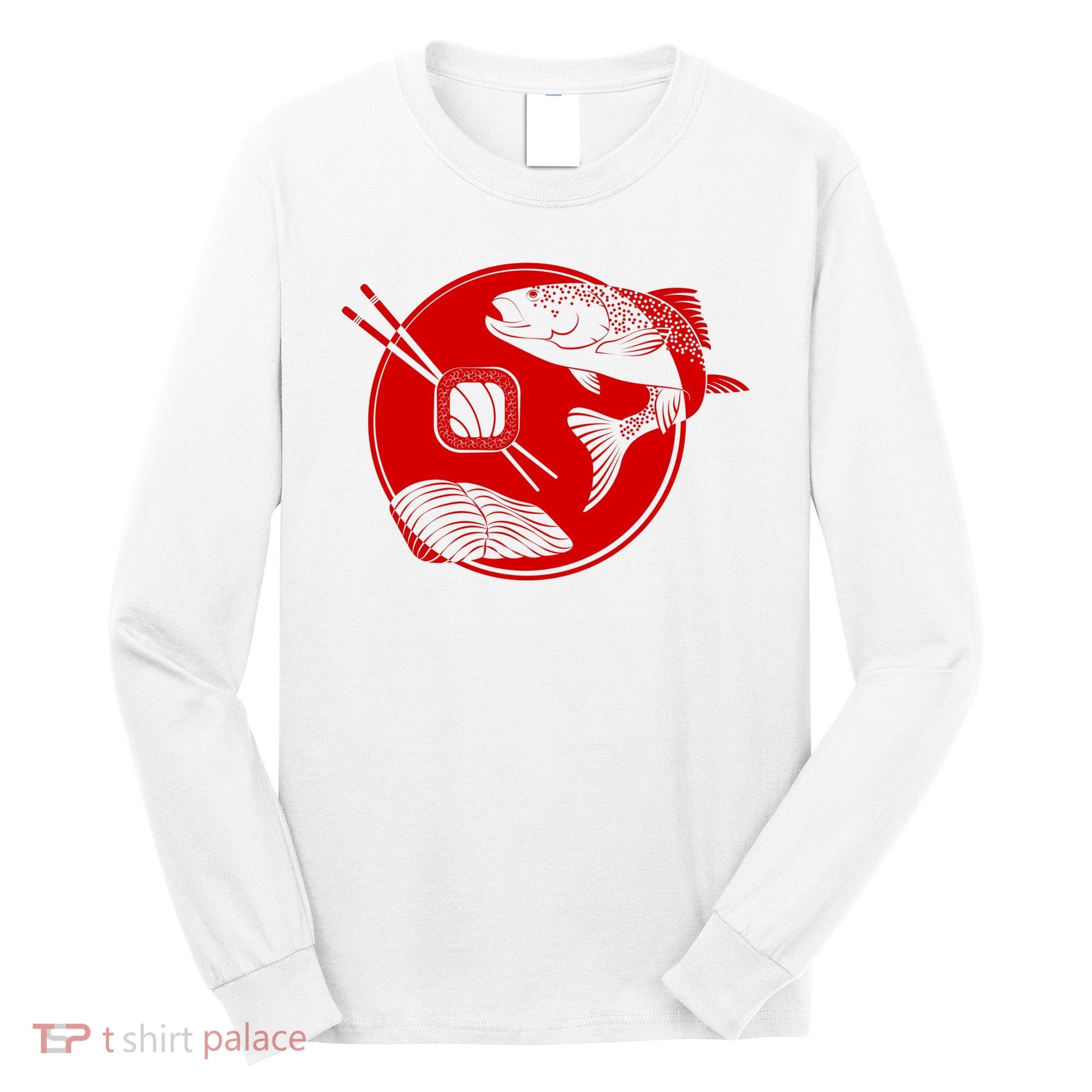Anime Sushi Logo Salmon Sashimi Sushi Long Sleeve Shirt