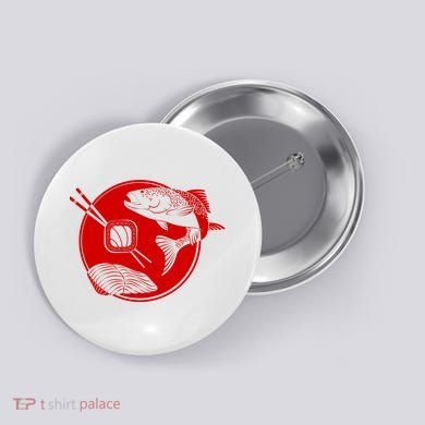 Anime Sushi Logo Salmon Sashimi Sushi Button