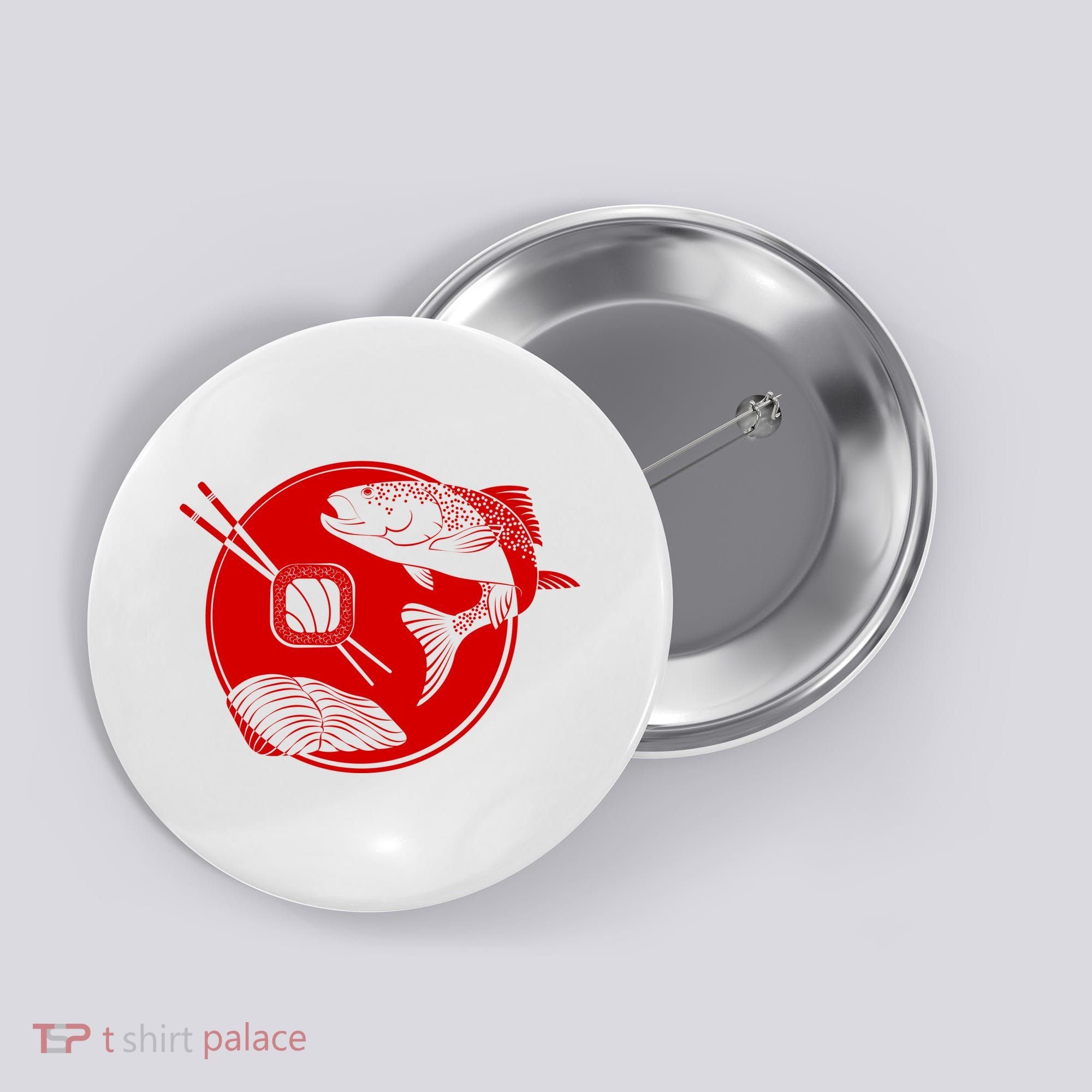 Anime Sushi Logo Salmon Sashimi Sushi Button