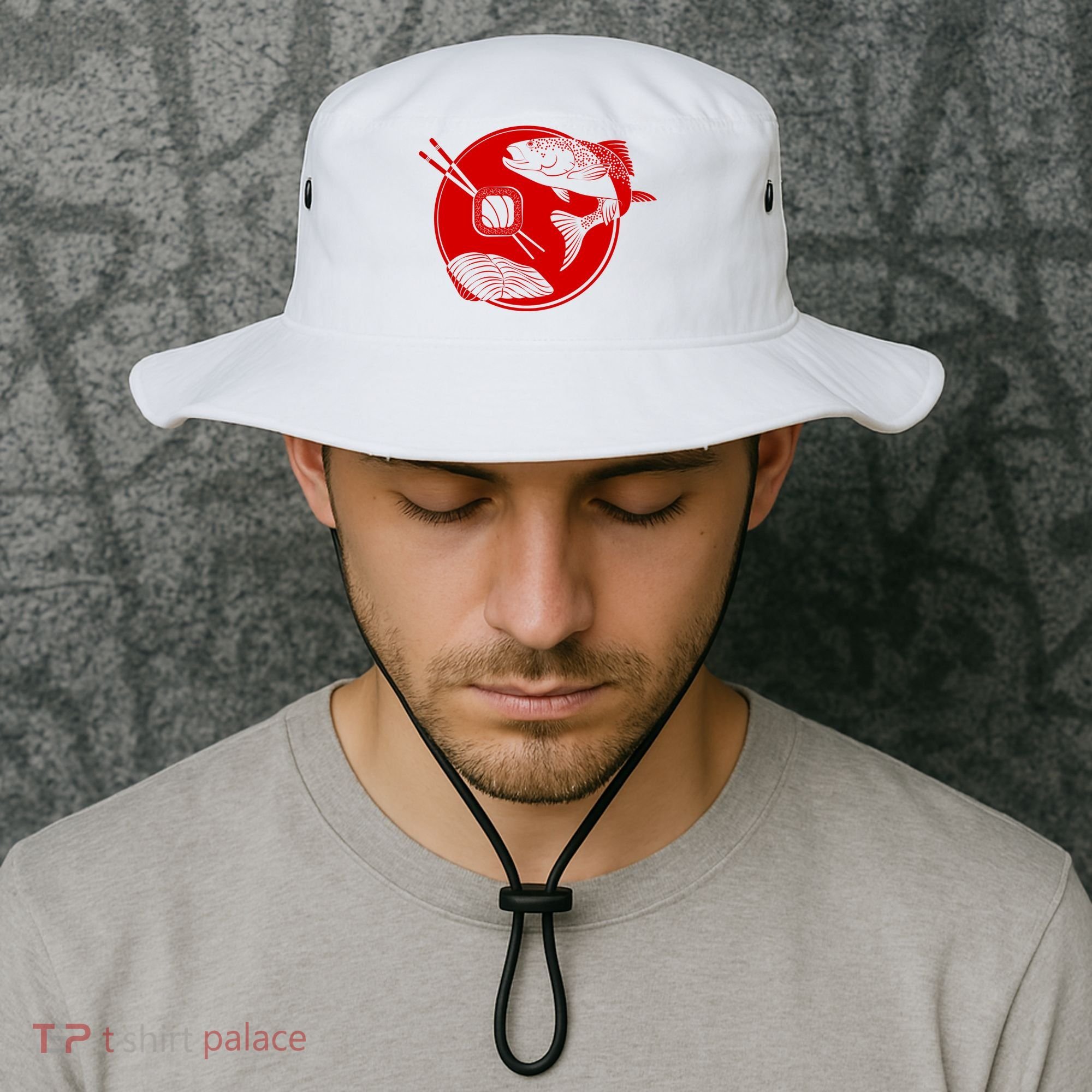 Anime Sushi Logo Salmon Sashimi Sushi Bucket Hat