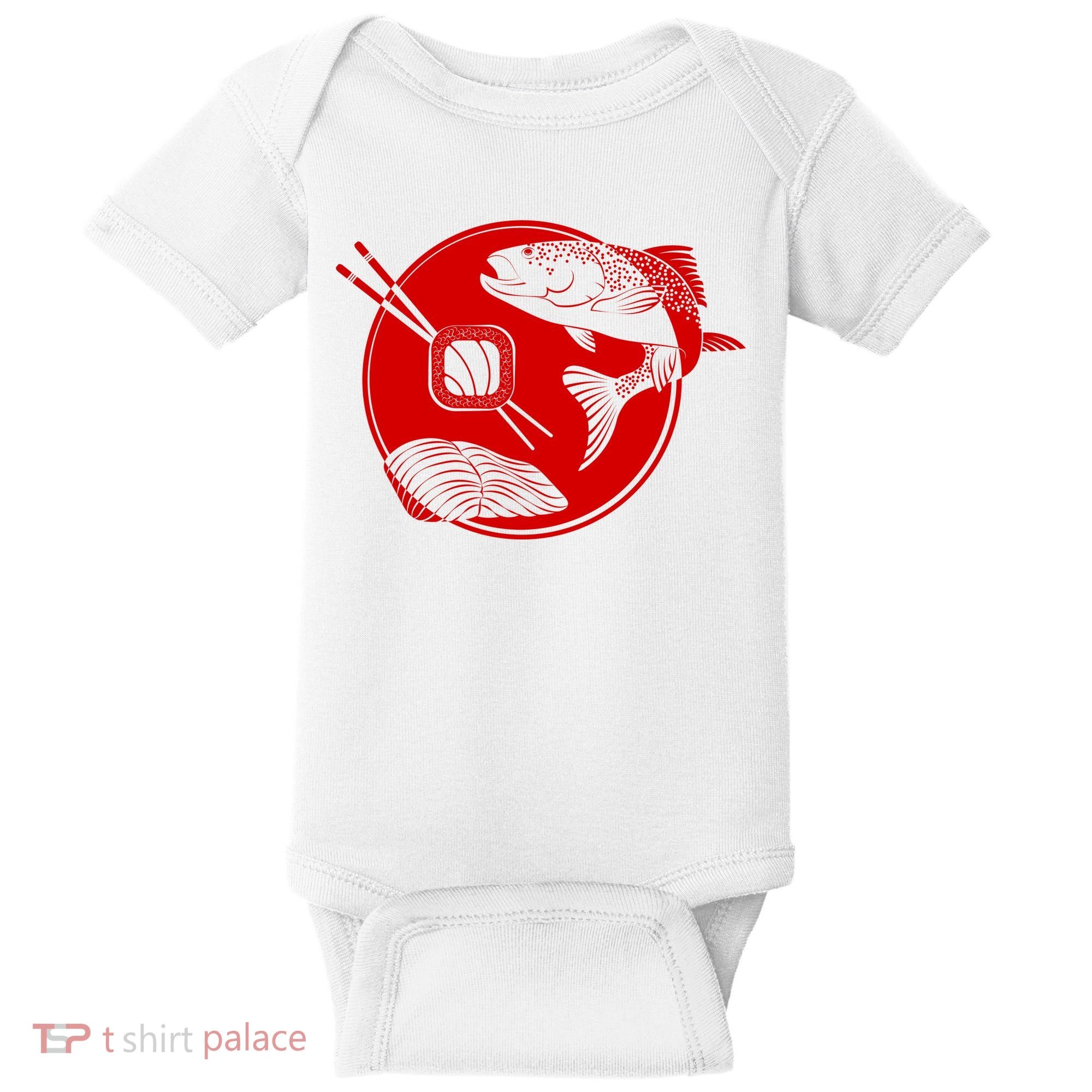 Anime Sushi Logo Salmon Sashimi Sushi Baby Bodysuit