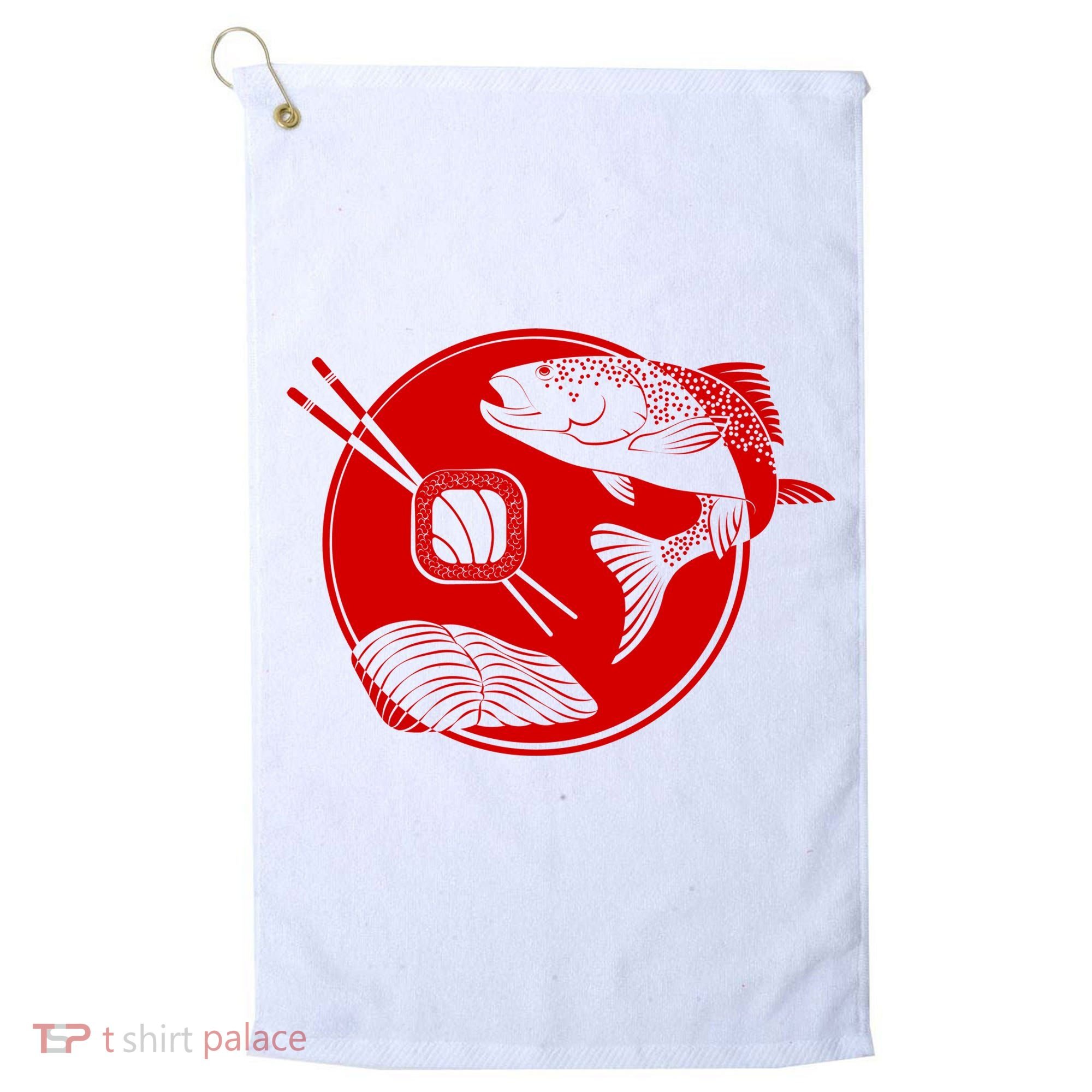 Anime Sushi Logo Salmon Sashimi Sushi Golf Towel