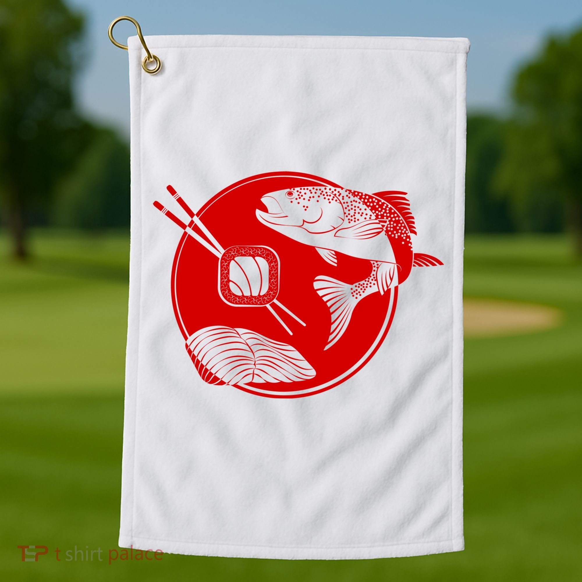 Anime Sushi Logo Salmon Sashimi Sushi Golf Towel