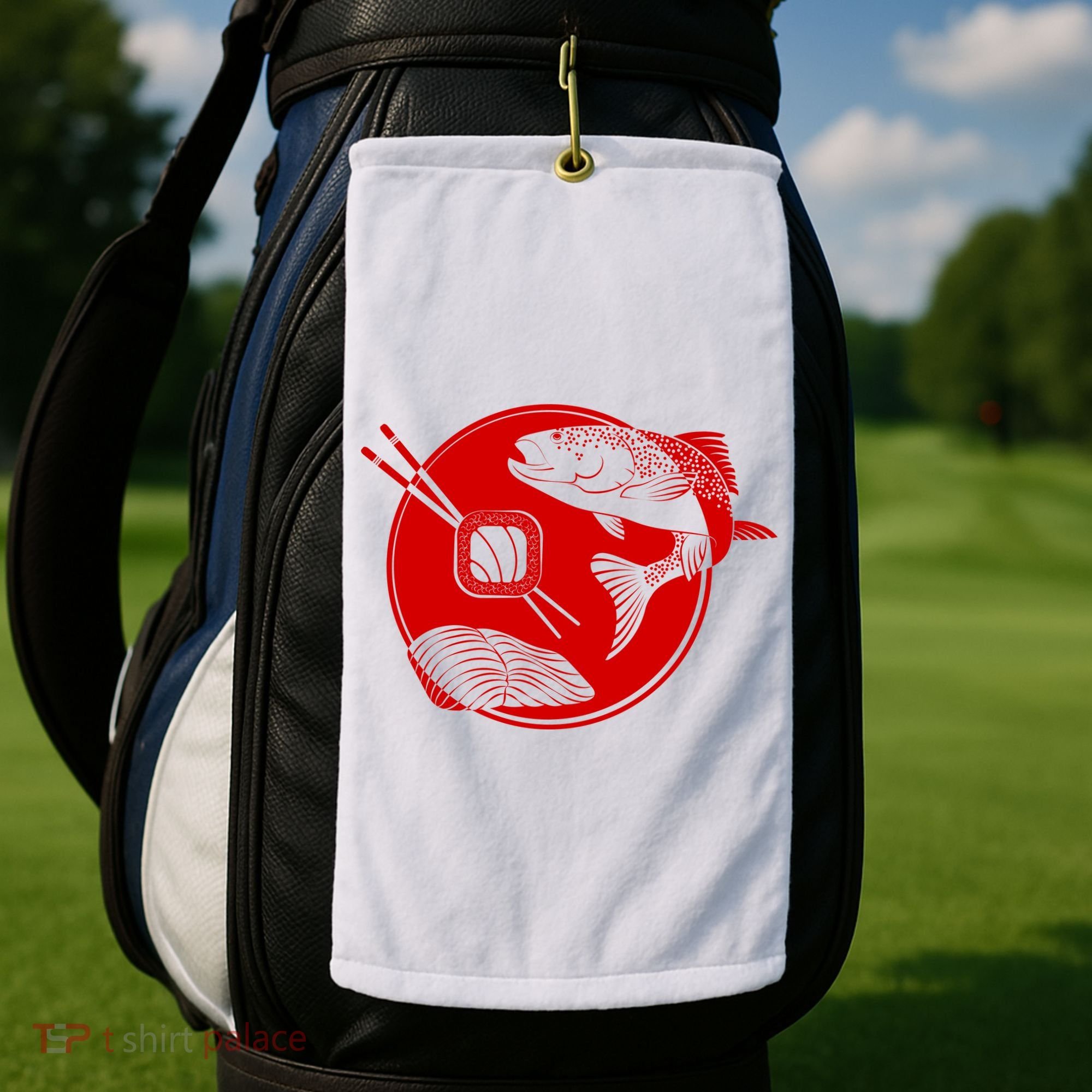 Anime Sushi Logo Salmon Sashimi Sushi Golf Towel
