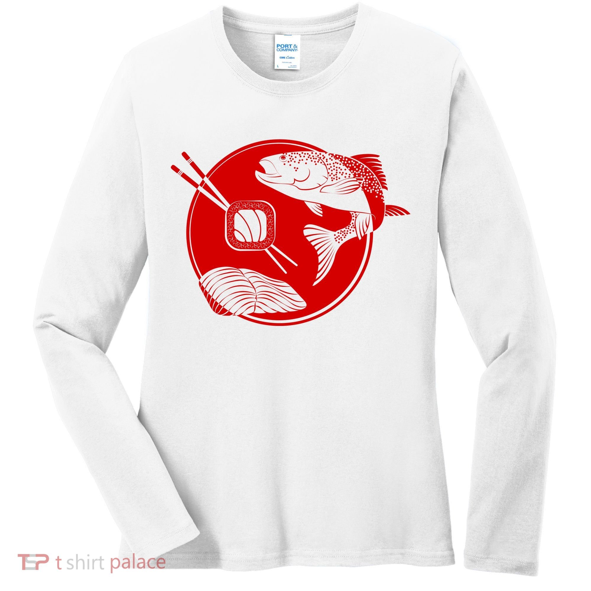 Anime Sushi Logo Salmon Sashimi Sushi Women's Long Sleeve Shirt
