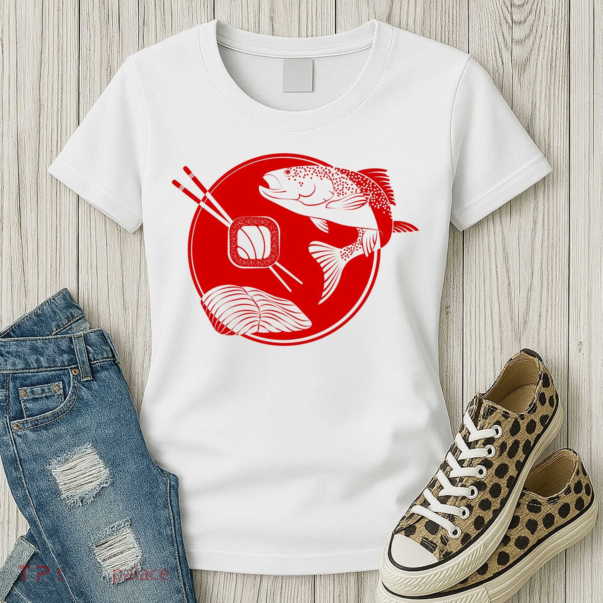Anime Sushi Logo Salmon Sashimi Sushi Women's T-Shirt