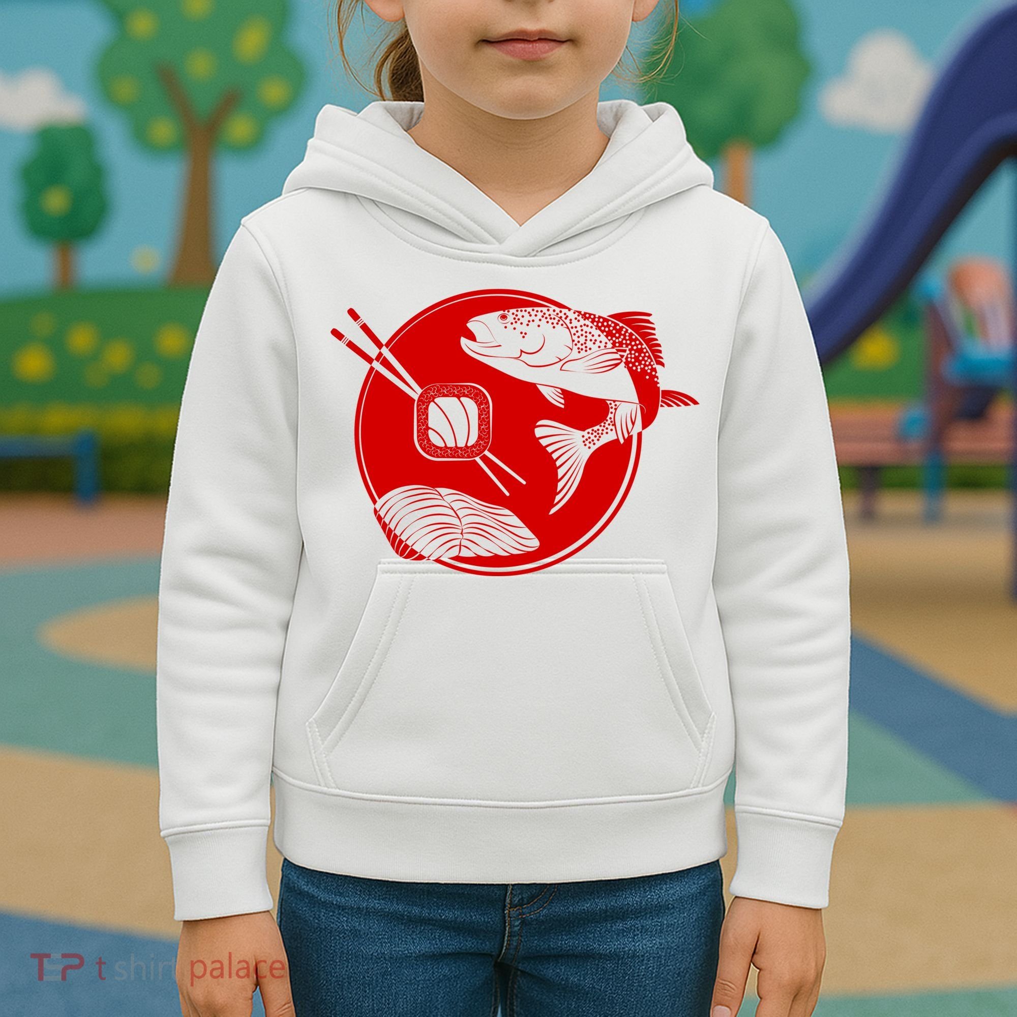 Anime Sushi Logo Salmon Sashimi Sushi Kids Hoodie