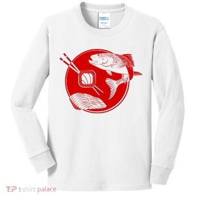 Anime Sushi Logo Salmon Sashimi Sushi Kids Long Sleeve Shirt