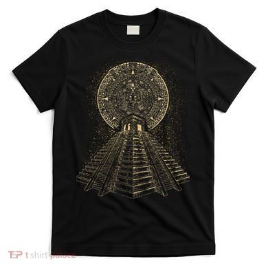 Ancient Sacred Mayan Aztec Calendar Pyramid Geometry T-Shirt