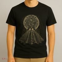 Ancient Sacred Mayan Aztec Calendar Pyramid Geometry T-Shirt thumb 3