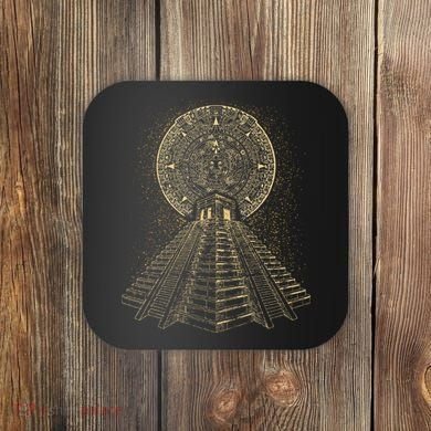 Ancient Sacred Mayan Aztec Calendar Pyramid Geometry Coaster