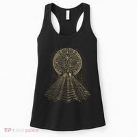 Ancient Sacred Mayan Aztec Calendar Pyramid Geometry Women's Tank Top thumb 0