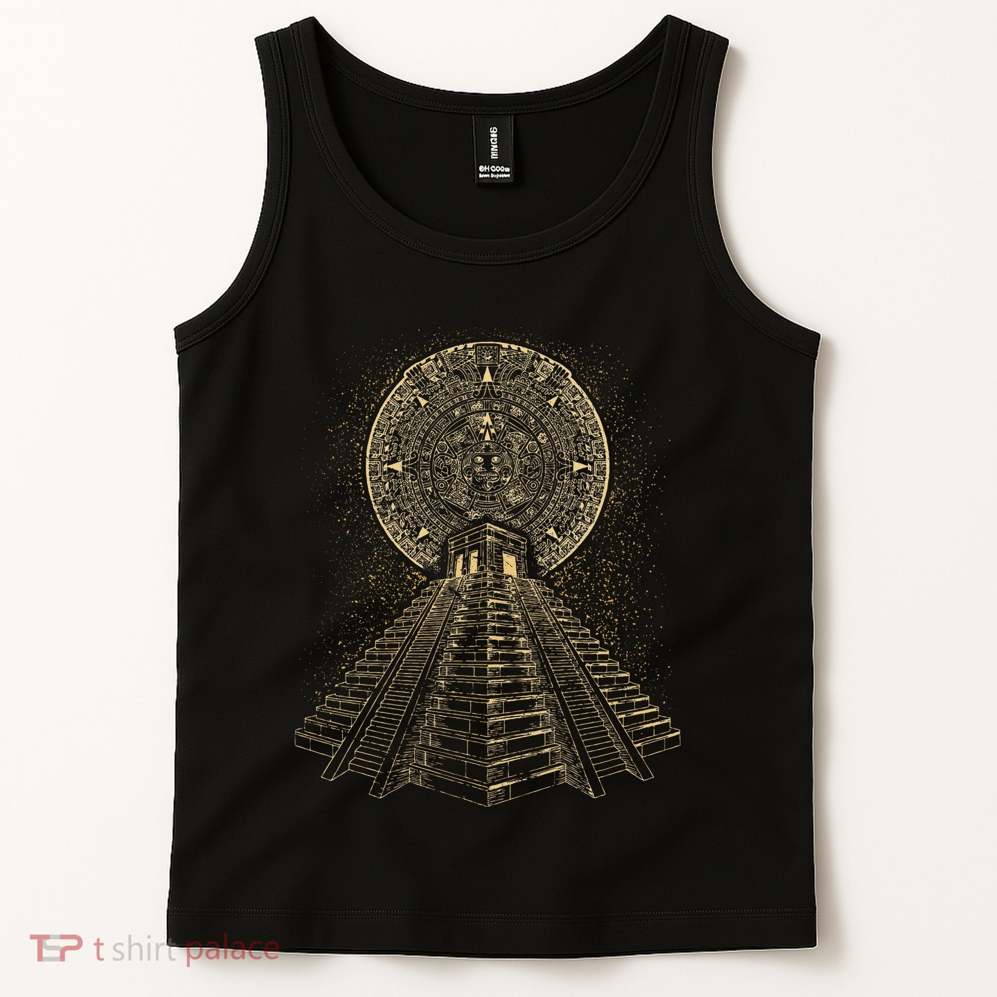Ancient Sacred Mayan Aztec Calendar Pyramid Geometry Tank Top
