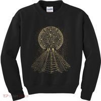 Ancient Sacred Mayan Aztec Calendar Pyramid Geometry Kids Sweatshirt thumb 0